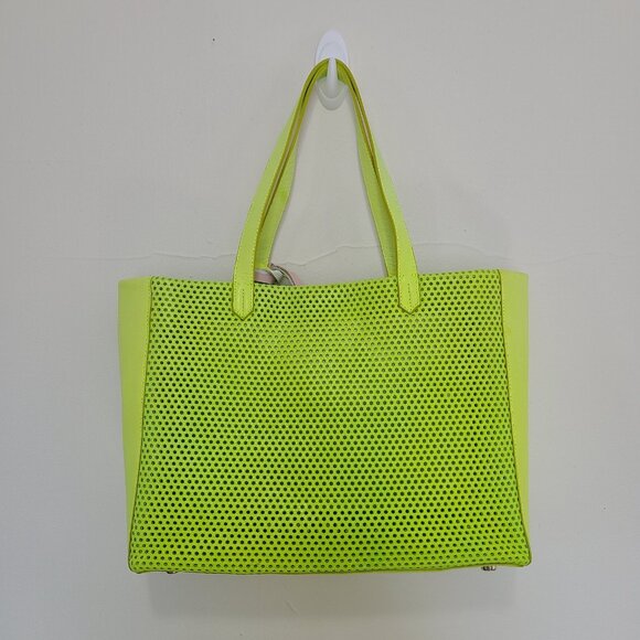 Suarez New York Tote Bag Perforated Made In Italy Blush Green Yellow - Picture 2 of 9